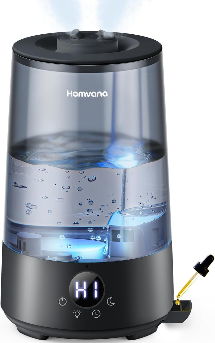 3.6L Top-Fill Cool Mist Humidifiers for Bedroom, Large Room(Black) | 23Db Quiet,