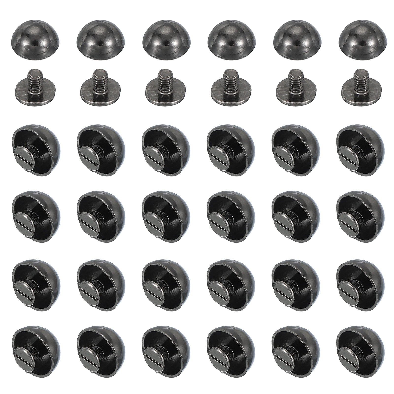 9/16" Dome Spikes Studs, 100 Sets Nailhead Screw Back Rivets for Craft, Black