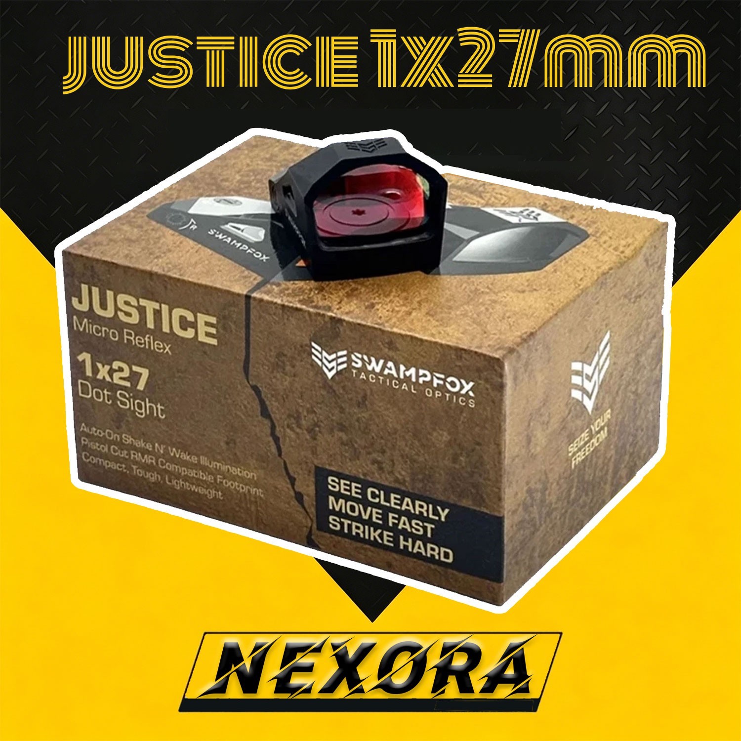 Swampfox Justice Red / Green Dot Micro Reflex Sight 1X27mm 3 MOA For RMR Cut