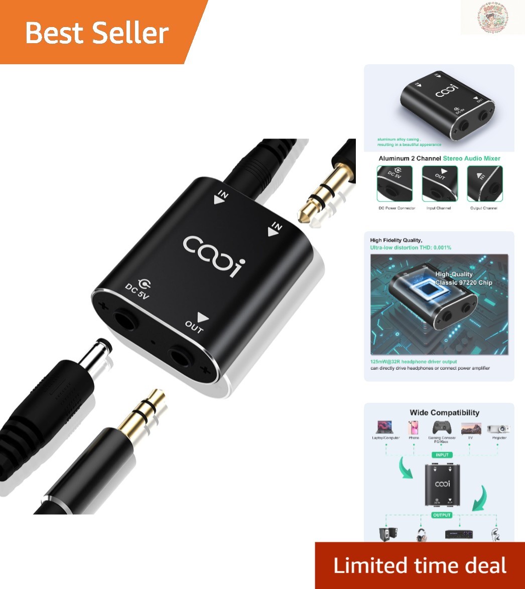 Compact 2-Channel USB Audio Mixer with Metal Shell - Enhance Sound Quality