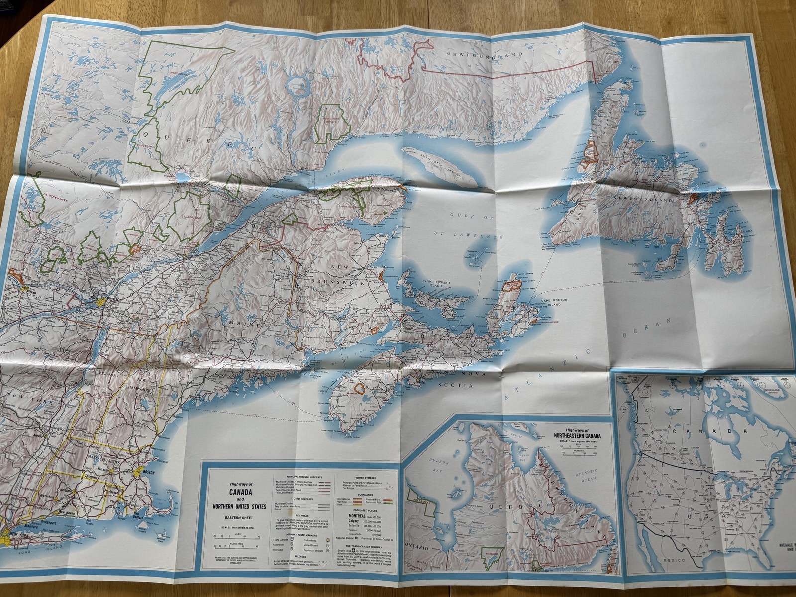 Vintage 1973 Canada Highway Map Northeastern USA Eastern Sheet Folded Brochure