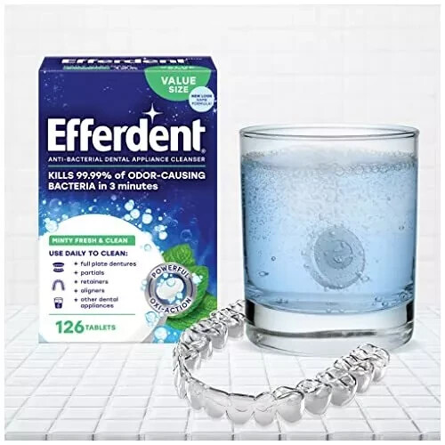Efferdent Retainer & Denture Cleaner Tablets Minty Fresh & Clean 90 Count