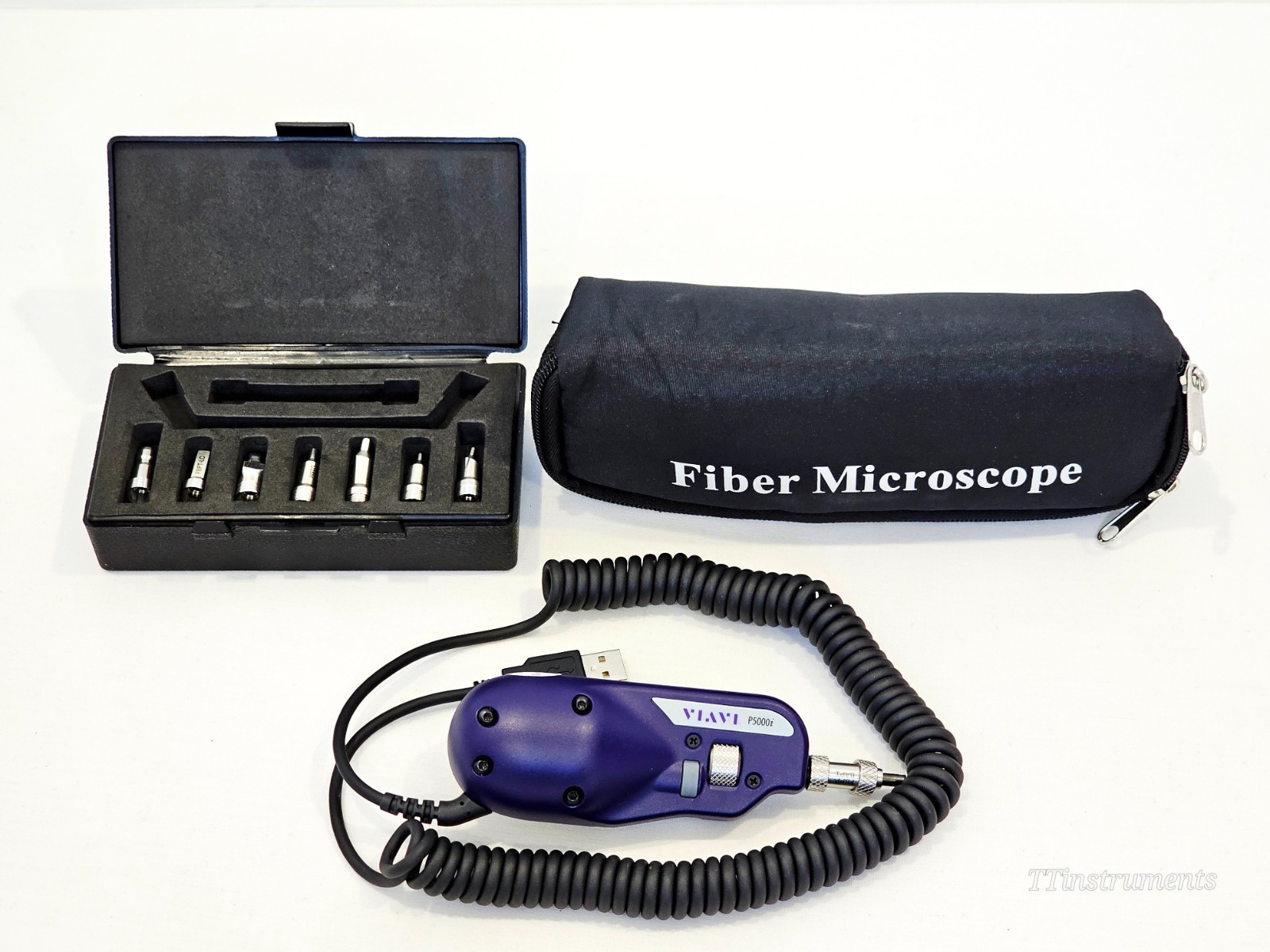 Viavi JDSU P5000i Fiber Inspection Scope + 7x Tips 1.25 & 2.5mm PC & APC + Other