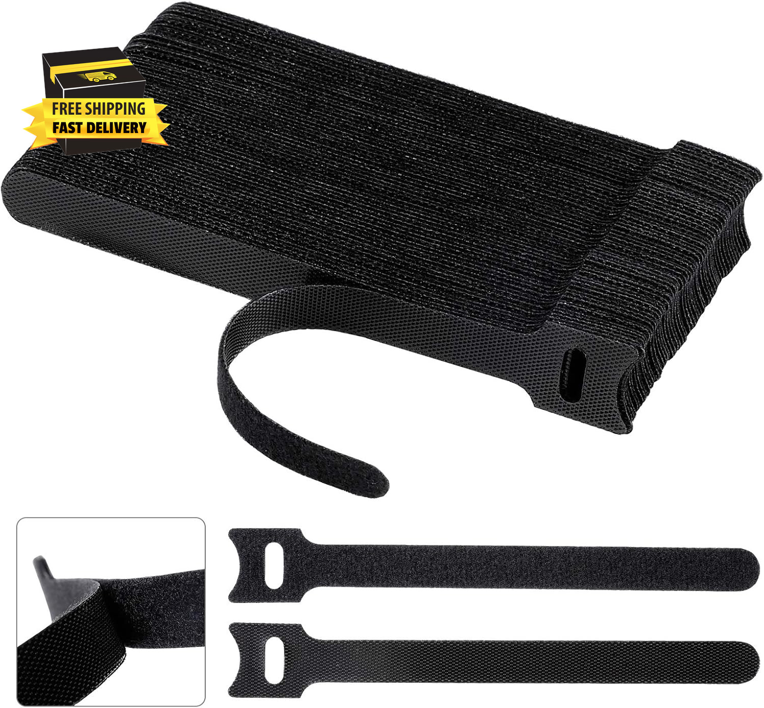 100 PCS 6 Inch Reusable Fastening Cable Ties Cords Management Cable Organizer Co