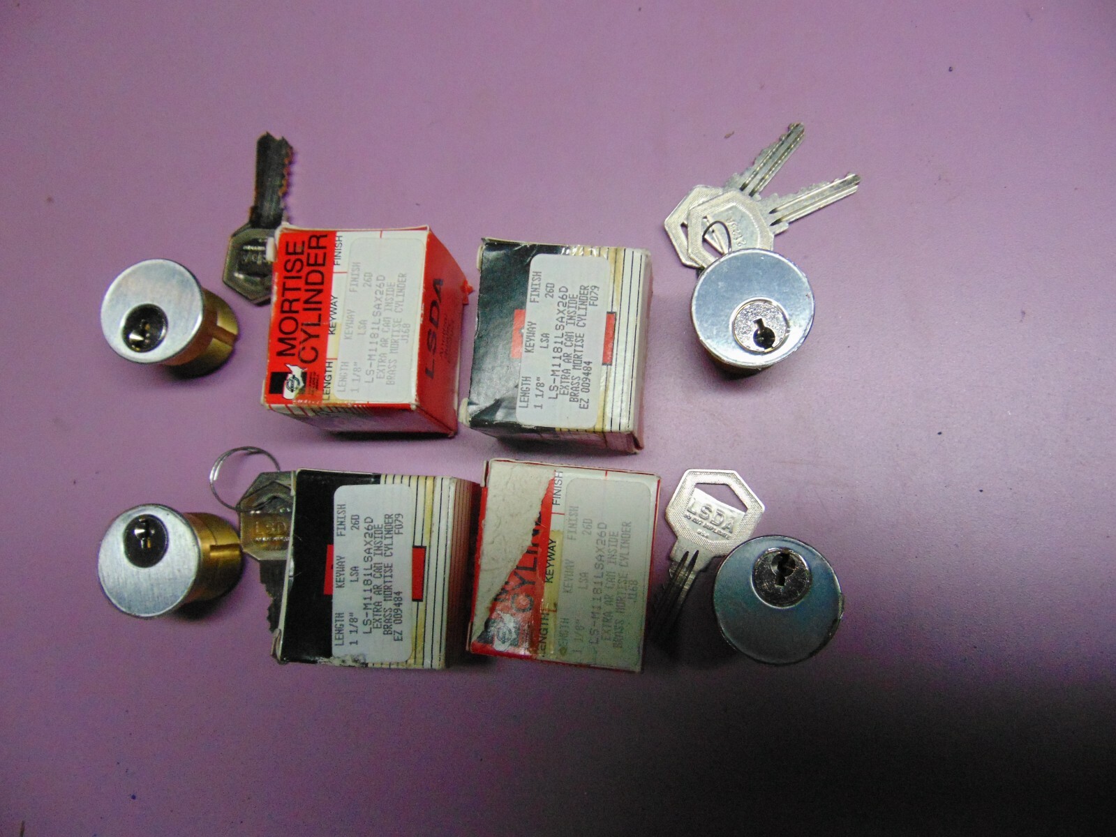 4 MORTISE CYLINDER  KEYWAY LSA   6 PIN WITH  KEYS BRASS CHROME   LOCKSMITH