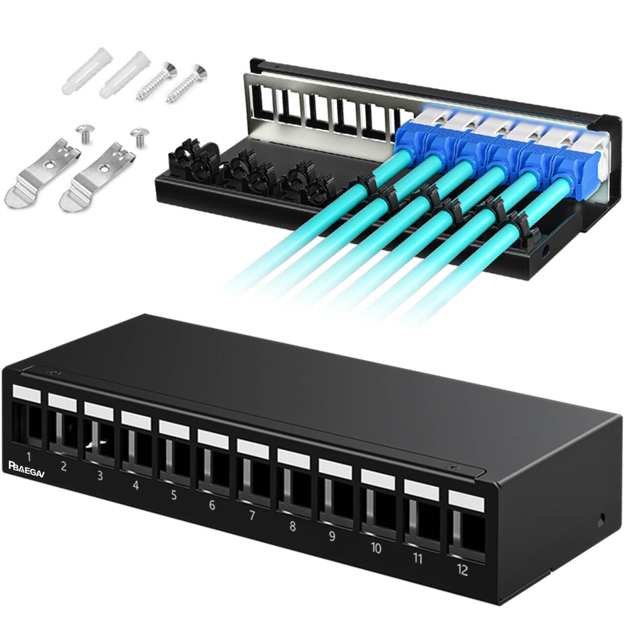 12 Port 1U UTP/STP Blank Keystone Patch Panel Compatible LC/SC/ST/FC/USB/HDMI