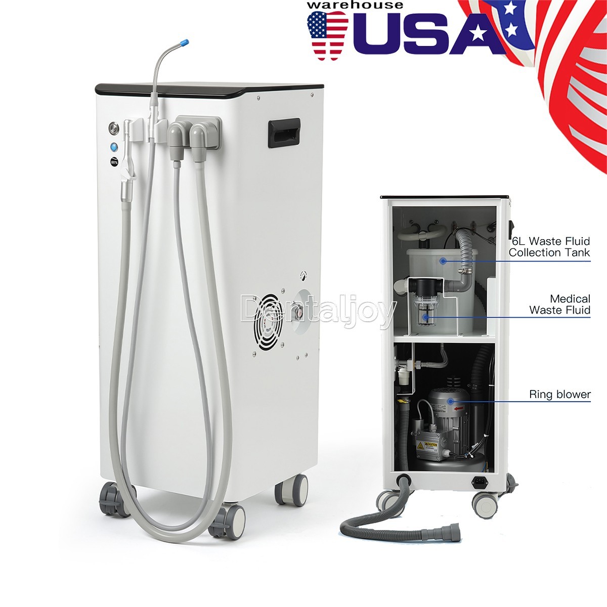 Dental Mobile Suction Unit System Negative Pressure Pump High Volume 350L/min