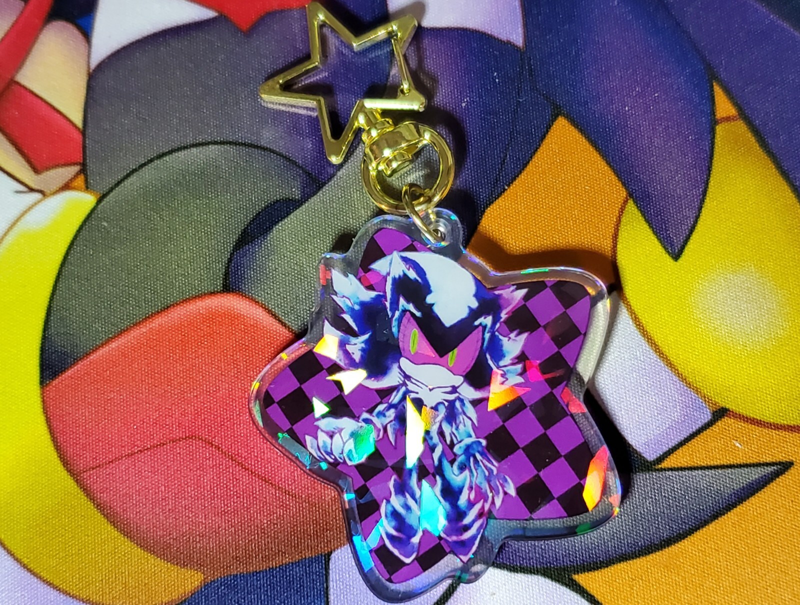 Mephiles The Dark Holographic Charm Keychain Sonic Hedgehog 06 Comic Gift Bonus