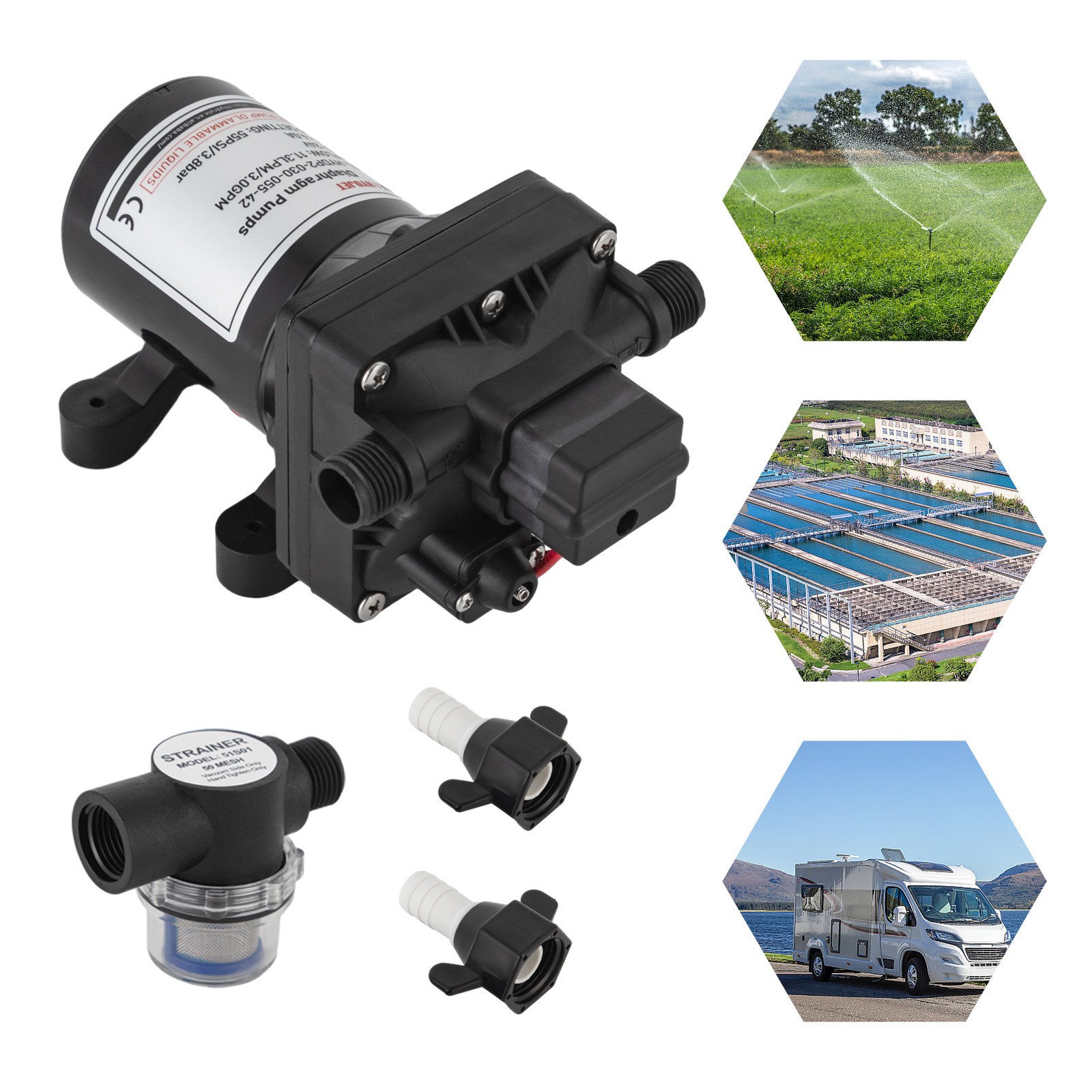 Water Diaphragm Pressure Pump 55psi  Self-priming Pump Pressure Pump For Rv/boat