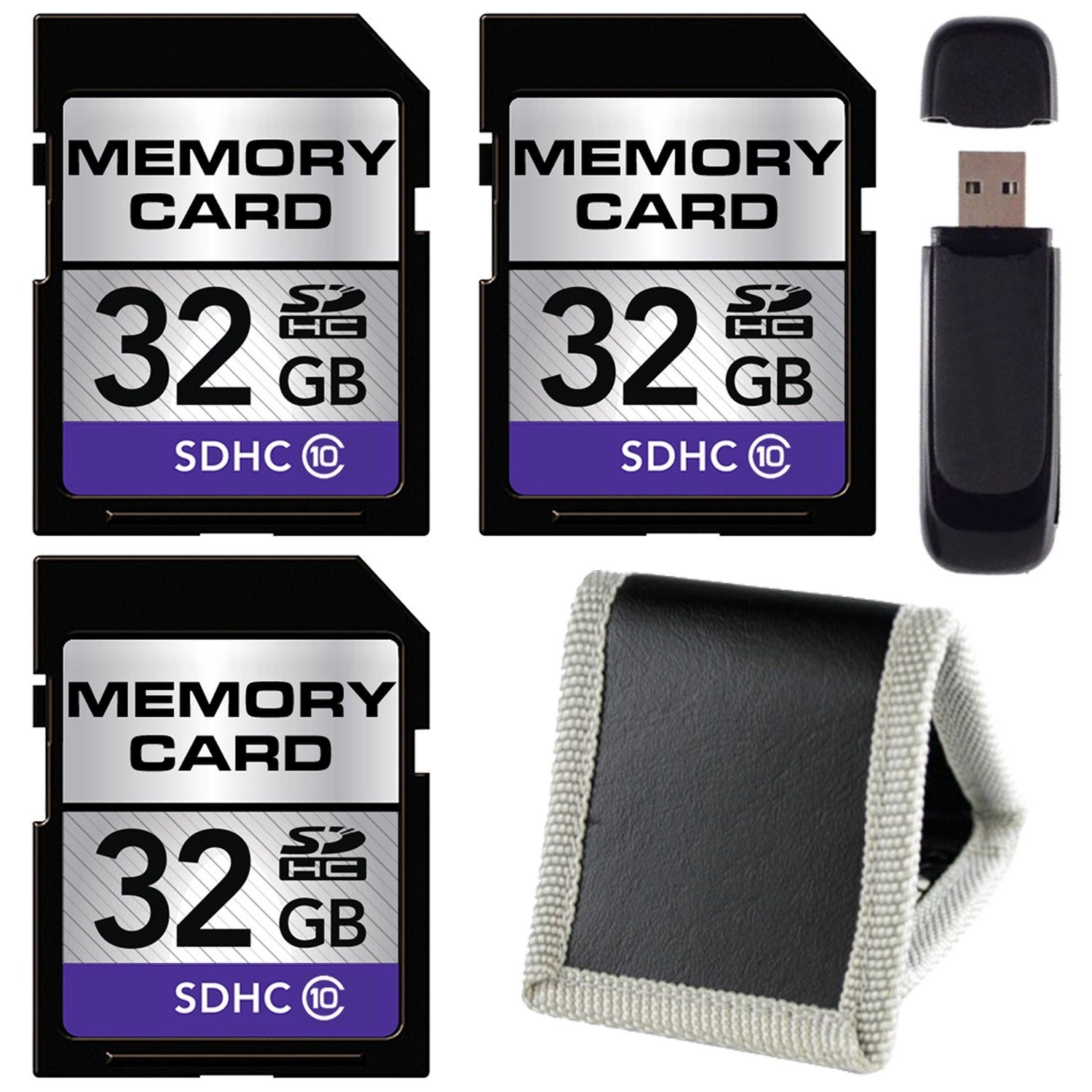 32GB SDHC Class 10 Memory Card + SD Card USB Reader + Memory Card Wallet...