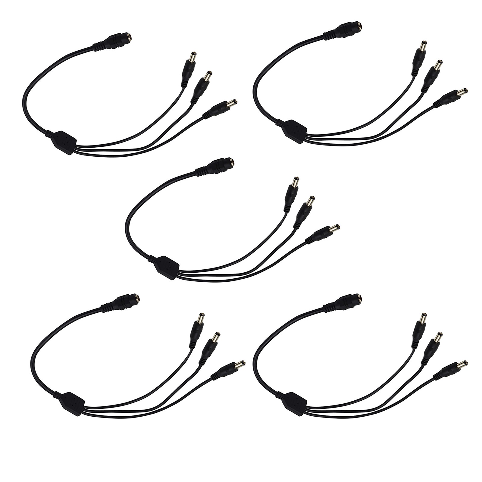 5Pack 1:3 DC Power Splitter Cable Cord 1 Female to 3 Male 5.5x2.1mm 12V Port Kit