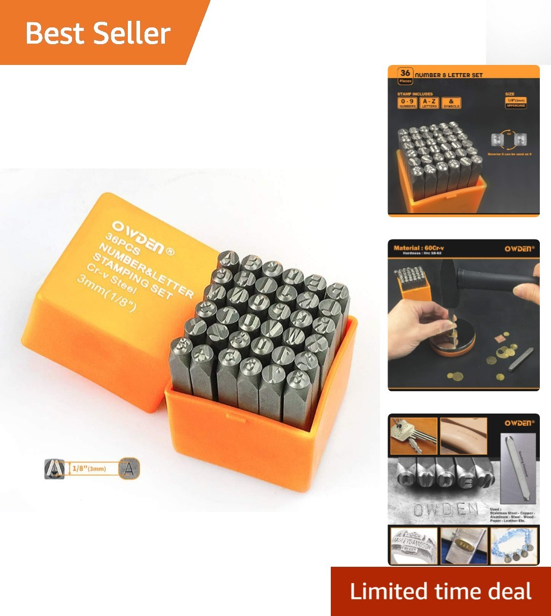 36-Pc. Steel Metal Stamping Tool Set for Precision Jewelry Crafting - HRC 58-62