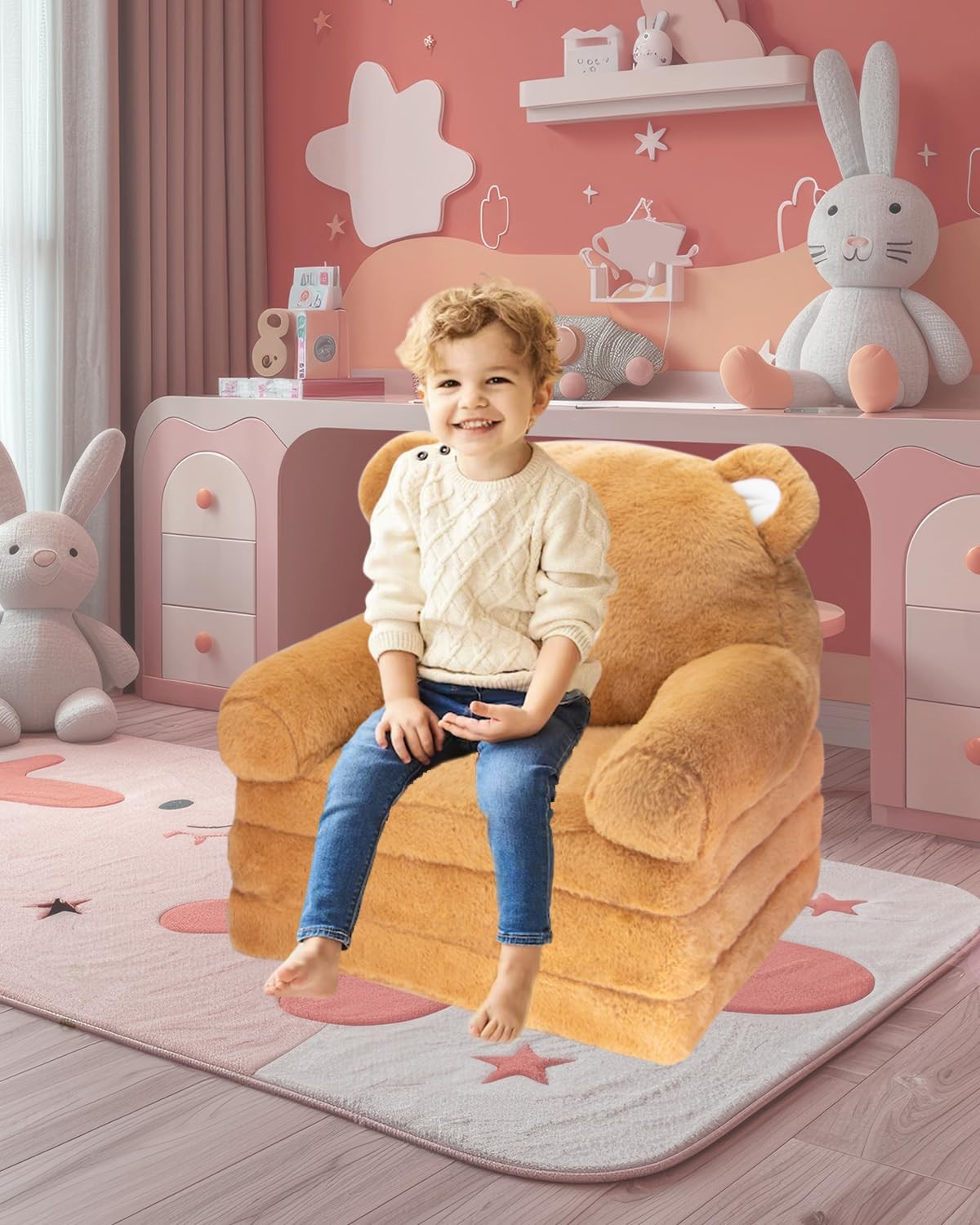 Chair Couch: 2-in-1 Chairs Comfy Sofa Fold Out for Girls and Boys 1-3 Years O...