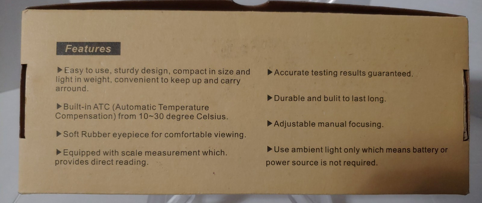 Brix Refractometer with ATC, Dual Scale - Specific Gravity & Brix, Hydrometer in