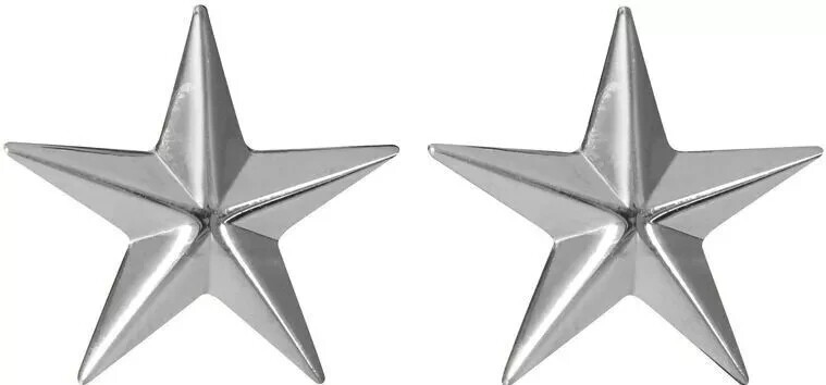 Silver Polished Brigadier O-7 General Stars US Army Rank Insignia Pin Set
