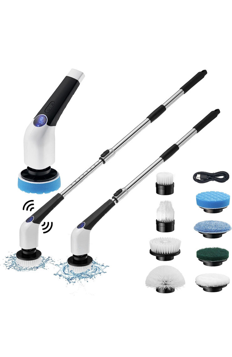 Electric Spin Scrubber, Jorking Cordless Power Scrubber Up to 420RPM Black