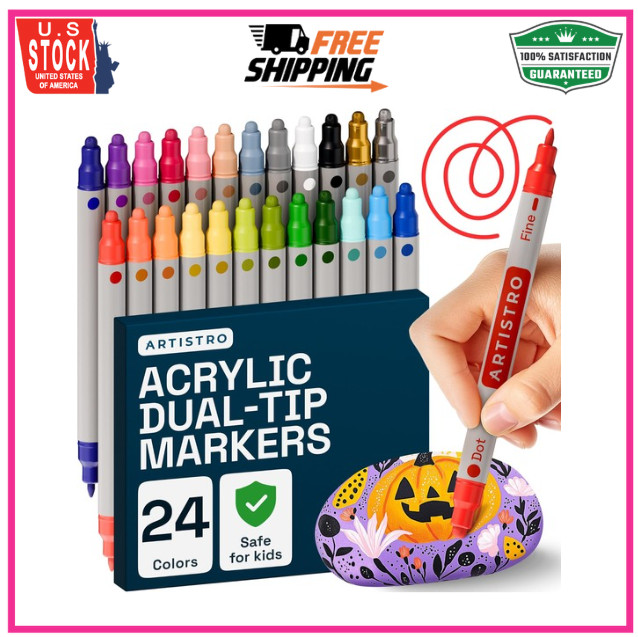 ARTISTRO Vibrant Acrylic Paint Markers for Rock, Fabric, Glass, Wood, Paper, Cer