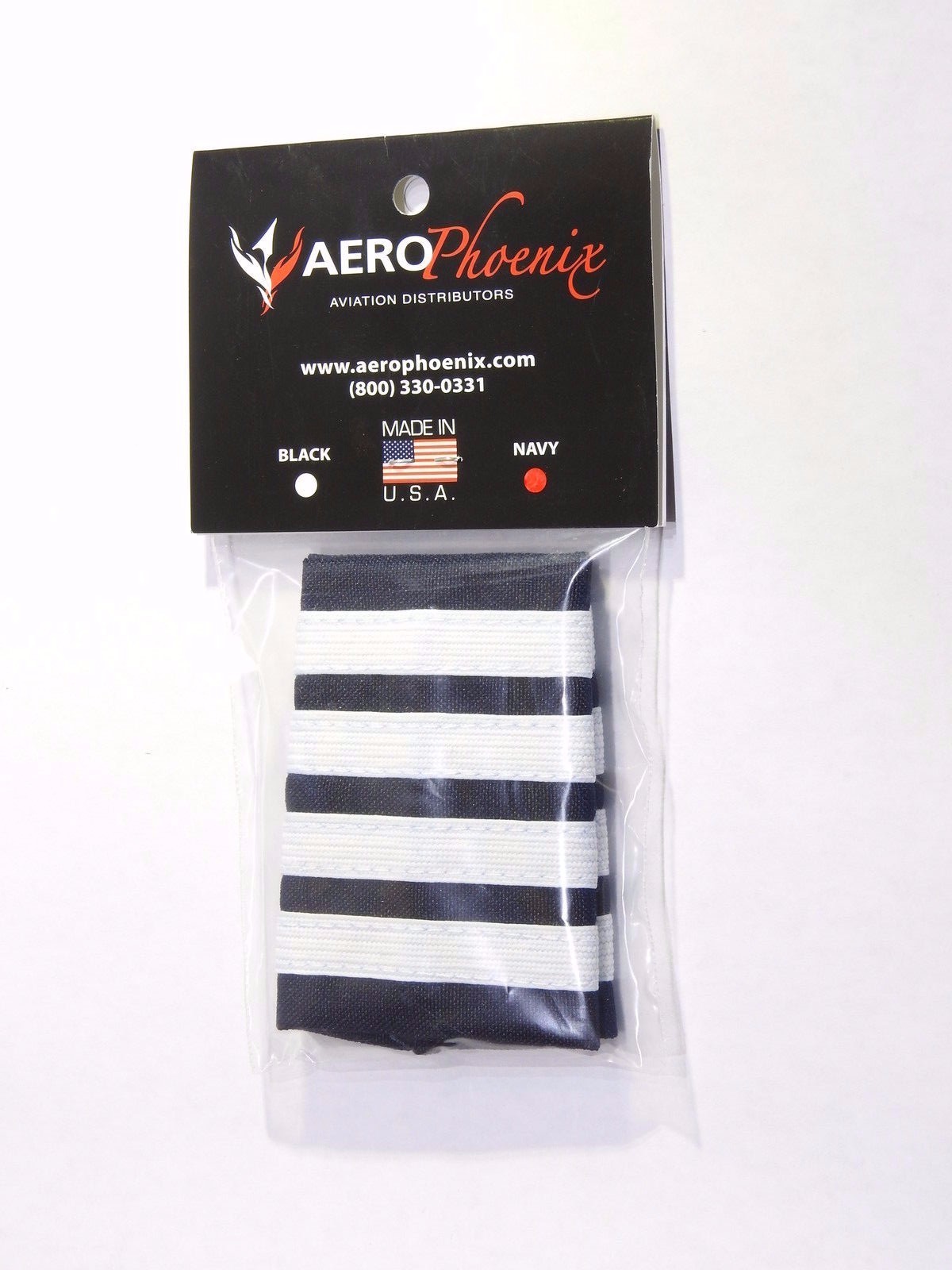 AeroPhoenix AIRLINE CAPTAIN EPAULET SLIDERS  4 BARS WHITE  NYLON on  NAVY