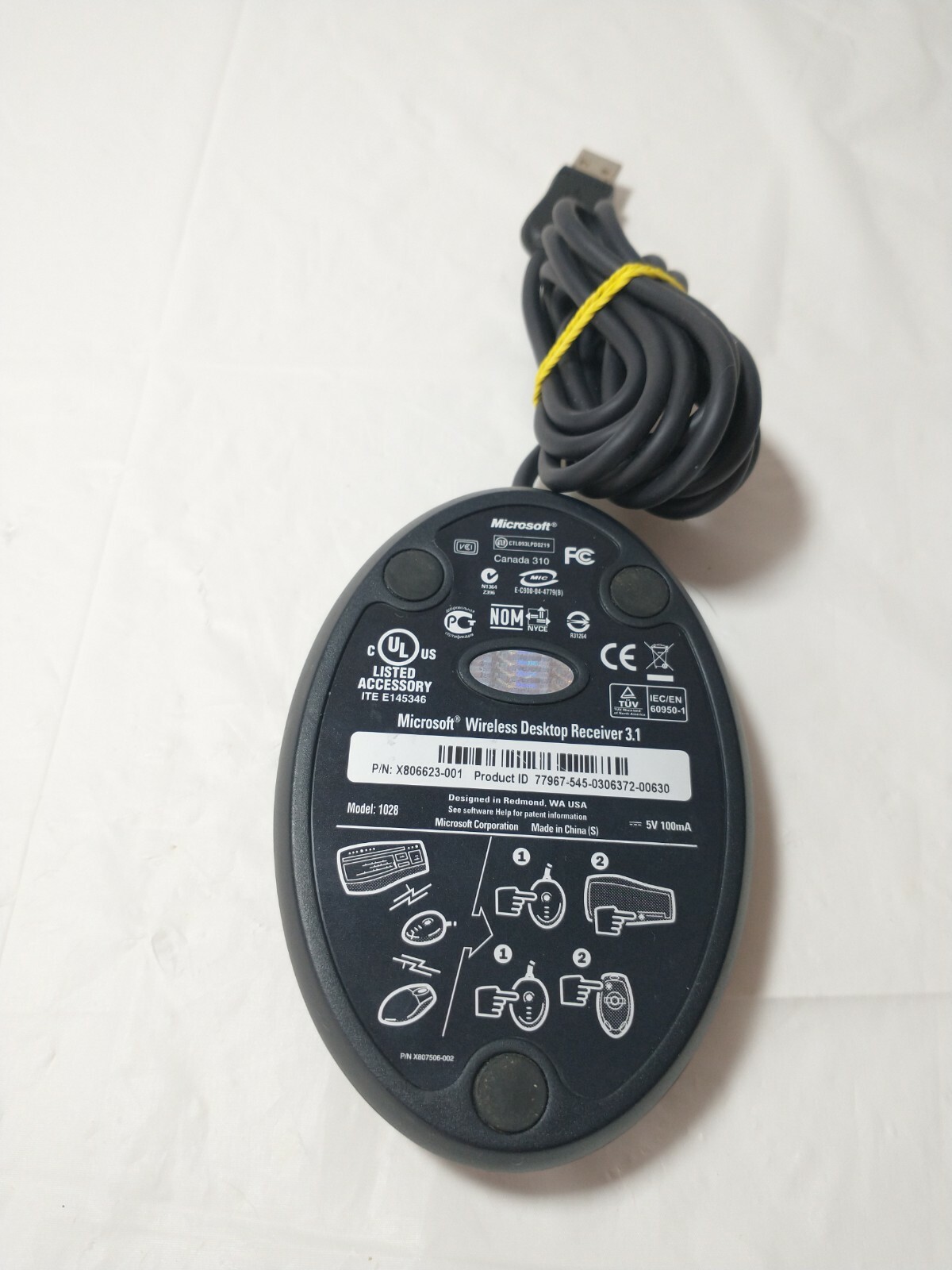 Microsoft Wireless Desktop Receiver 3.1 Model 1028 TESTED WORKING Free Shipping!
