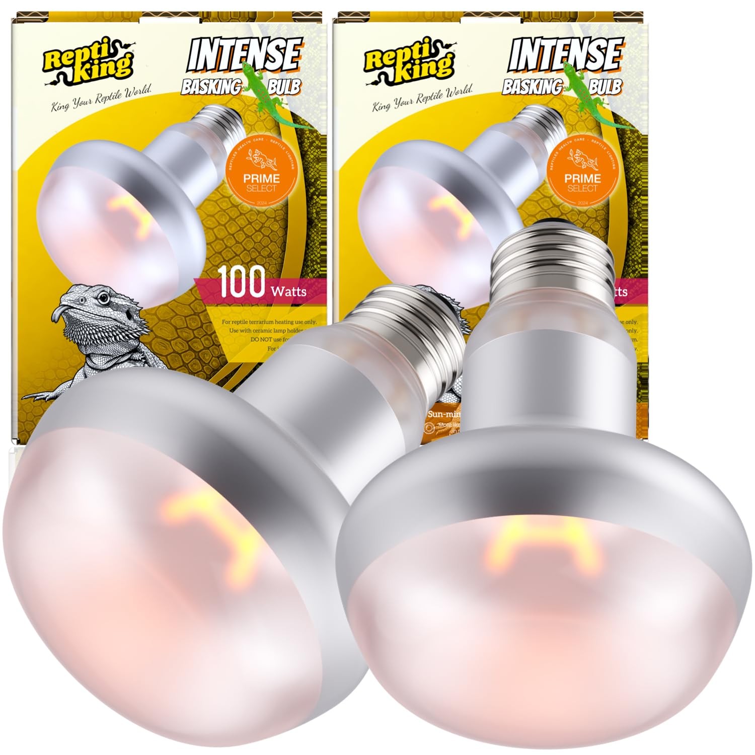 ReptiKing Basking Light for Reptiles, 2-Pack 100W Upgraded 100W, White