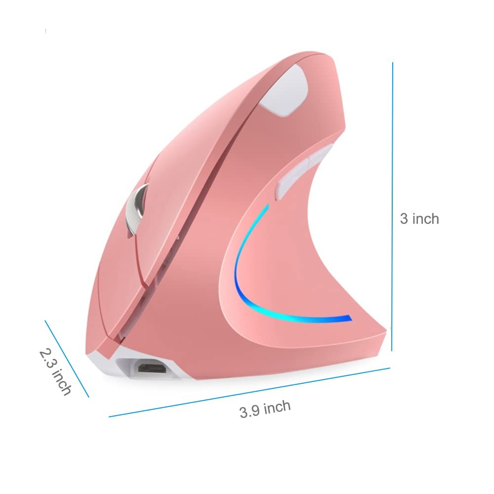 Attoe Pink Ergonomic Wireless Vertical Mouse
