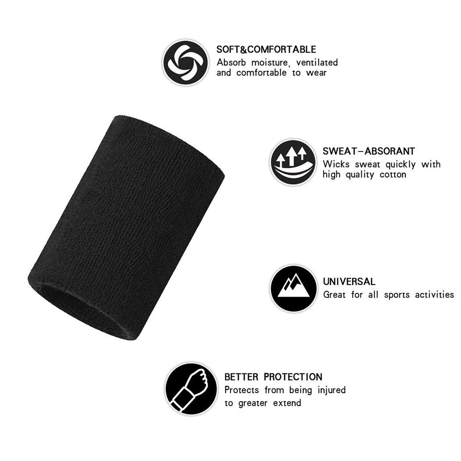 Acfun Sweatband Wristbands Wrist Sweat Bands for Athletic Men Women - Cotton ...