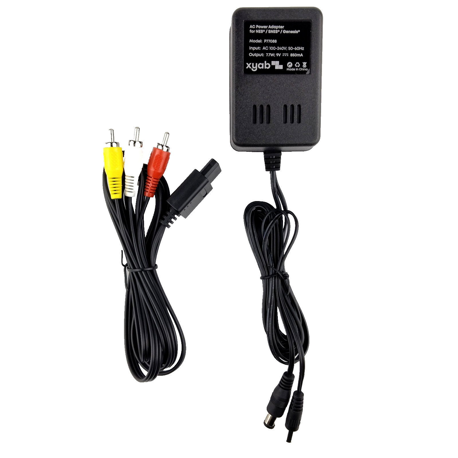 AC Adapter Power Cord + RCA AV Cable Bundle For SNES Super Nintendo Game System