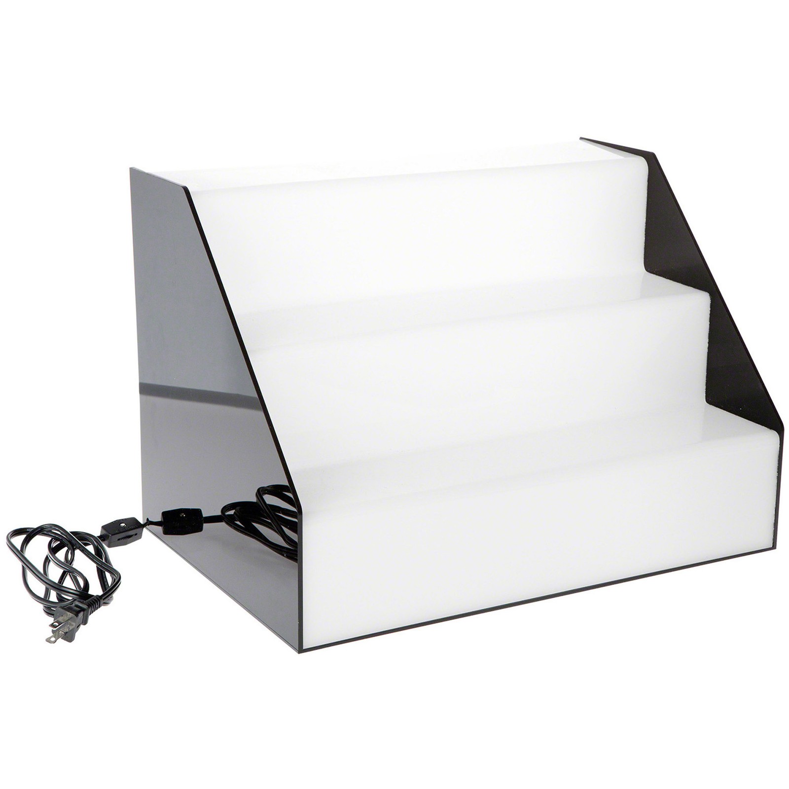 Plymor Black/White Acrylic 3-Step Stairs Backlit 12.5"H x 18.25"D x 12.5"W