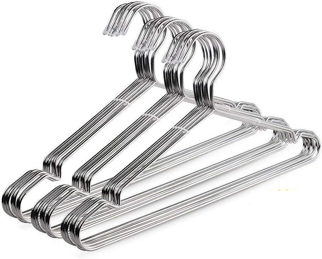30 Pack Heavy Duty Stainless Steel Hangers, Space-Saving Silver Clothes Hangers