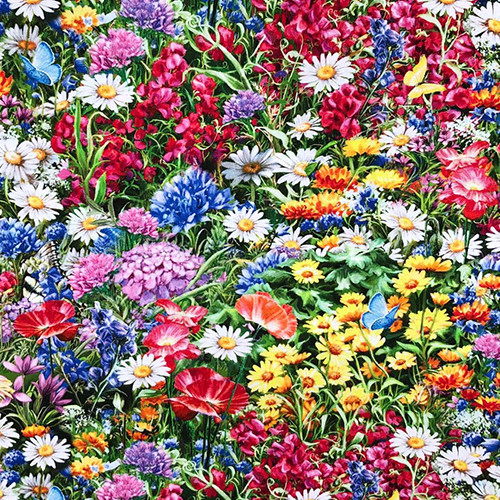Half Metre Summer Flowers Timeless Treasures 100% Cotton Fabric