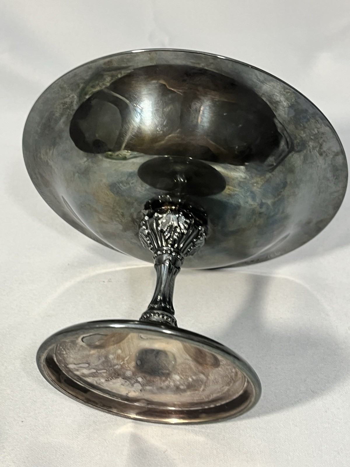 Reed & Barton 141 Red Enamel on Silverplate Footed Compote Dish