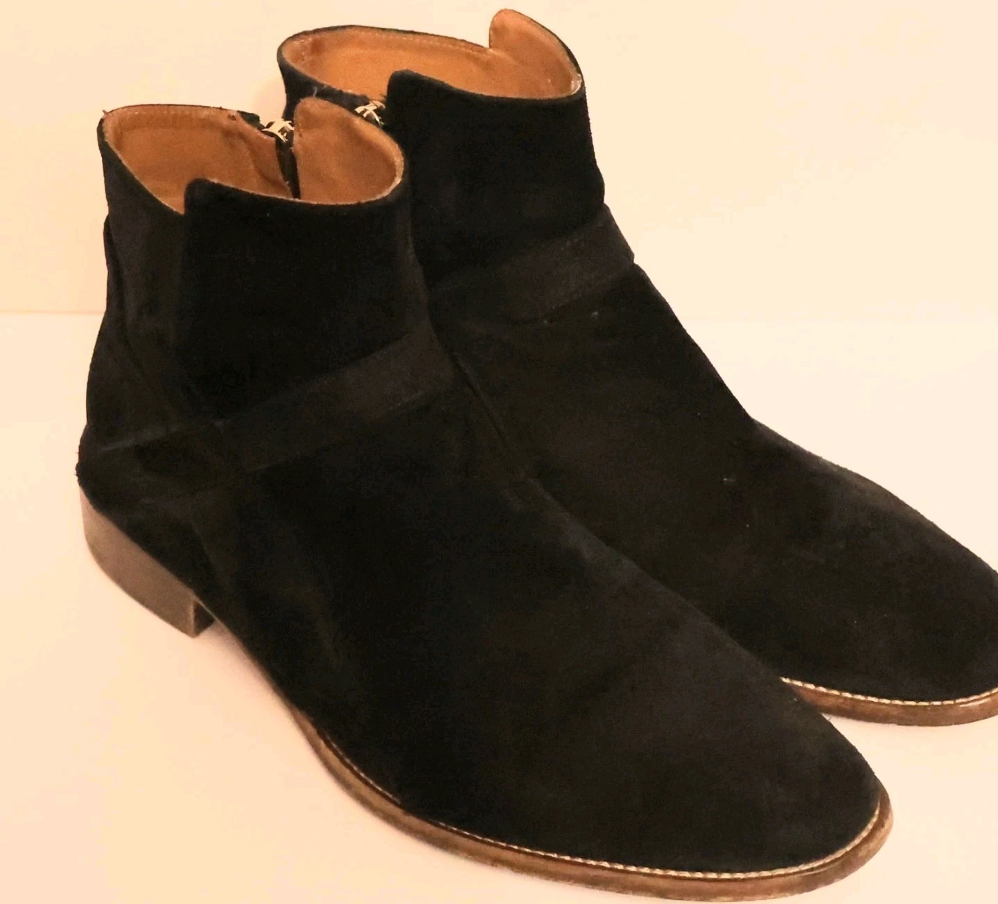 Handmade Made In Italy US14 Black Oiled Suede Ankle Modern Minimal Sleek Urban