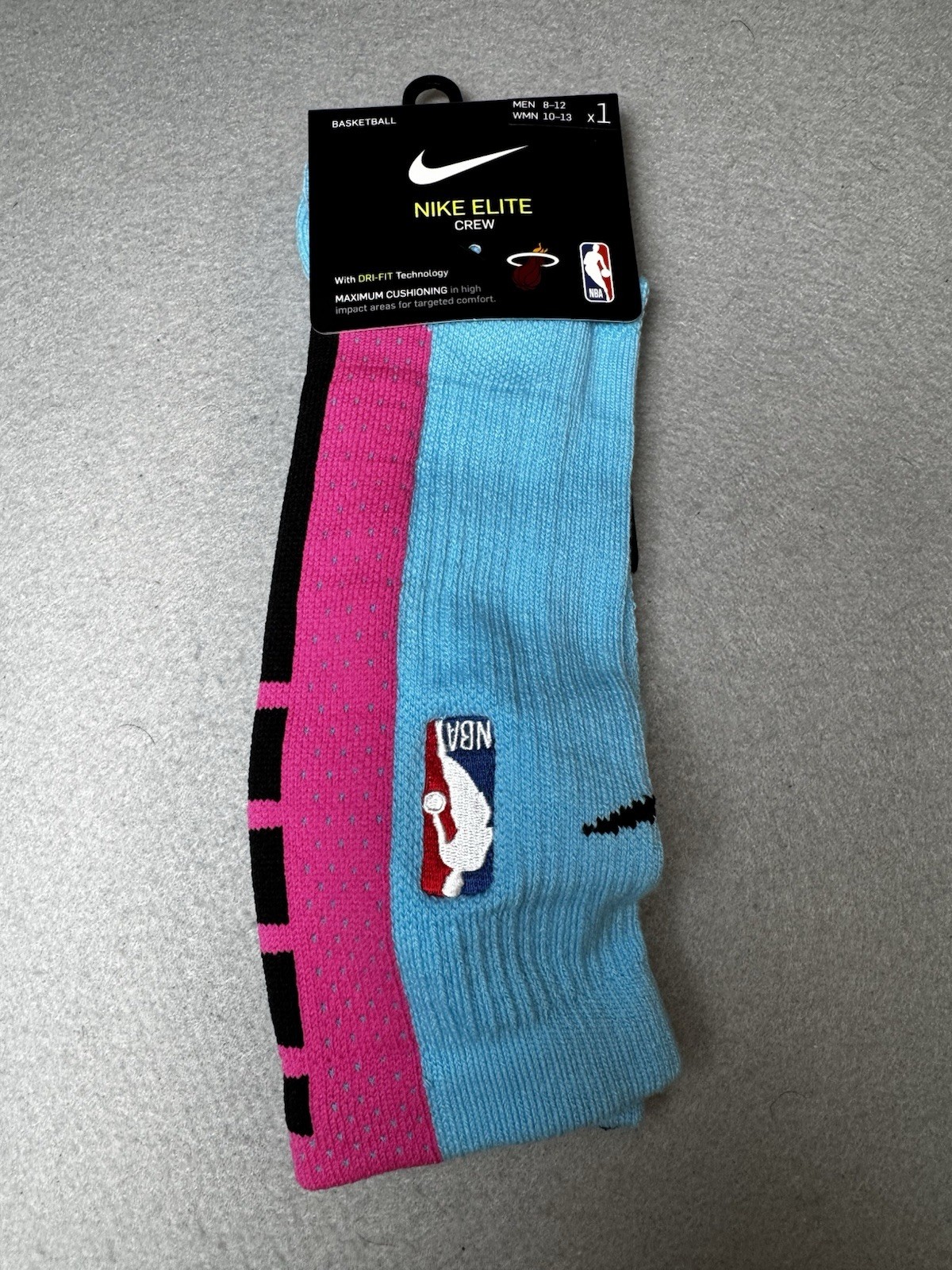 Nike Miami Heat 2019/20 City Edition Elite Crew Socks Blue NBA Size L 8–12 NEW