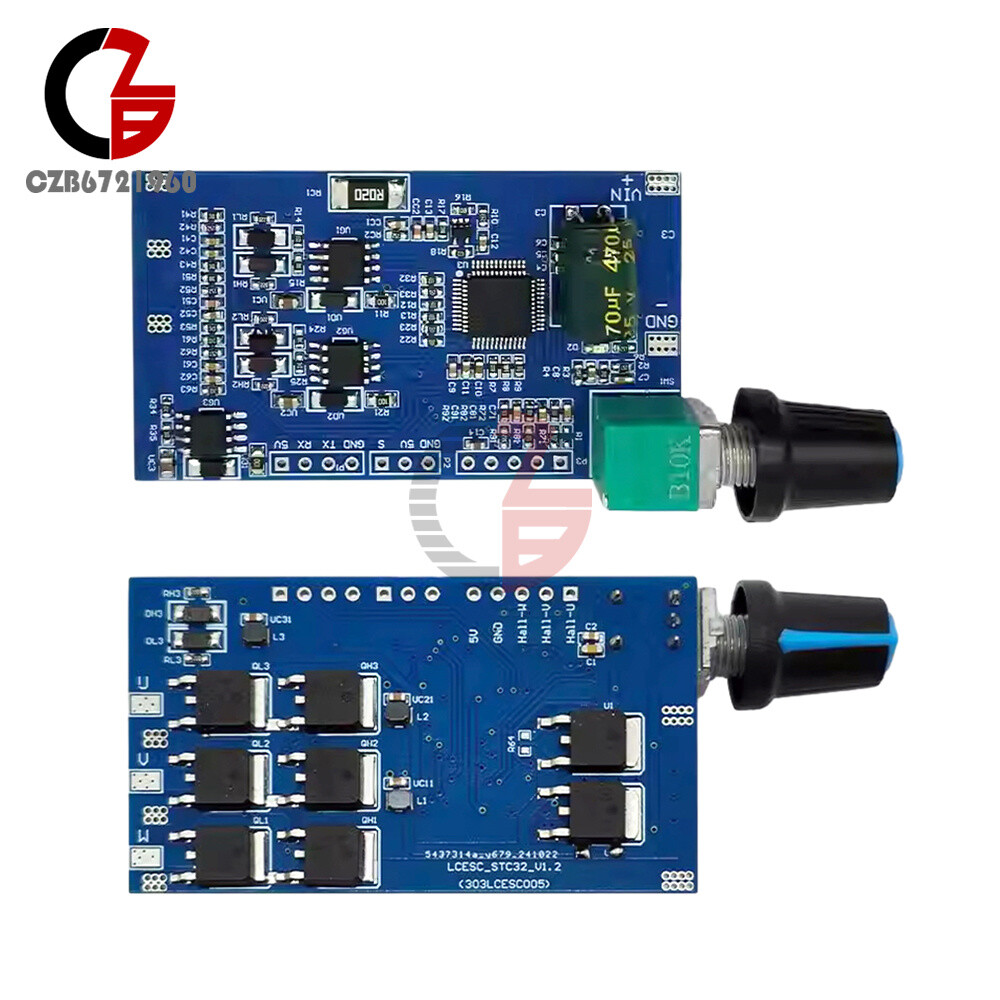 3-Phase Brushless Motor ESC Speed Controller Module W/ Hall DC12-24V 10A STC32G