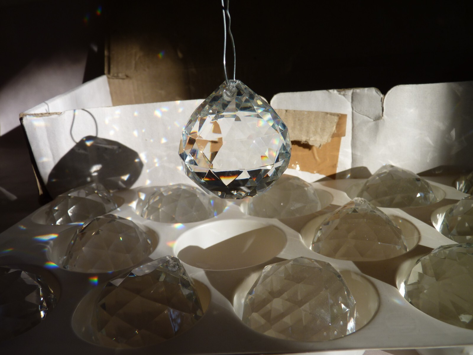 34 90's Czech Cut Faceted Balls, N O S. 40mm. Chandelier, Prisms Suncatchers.