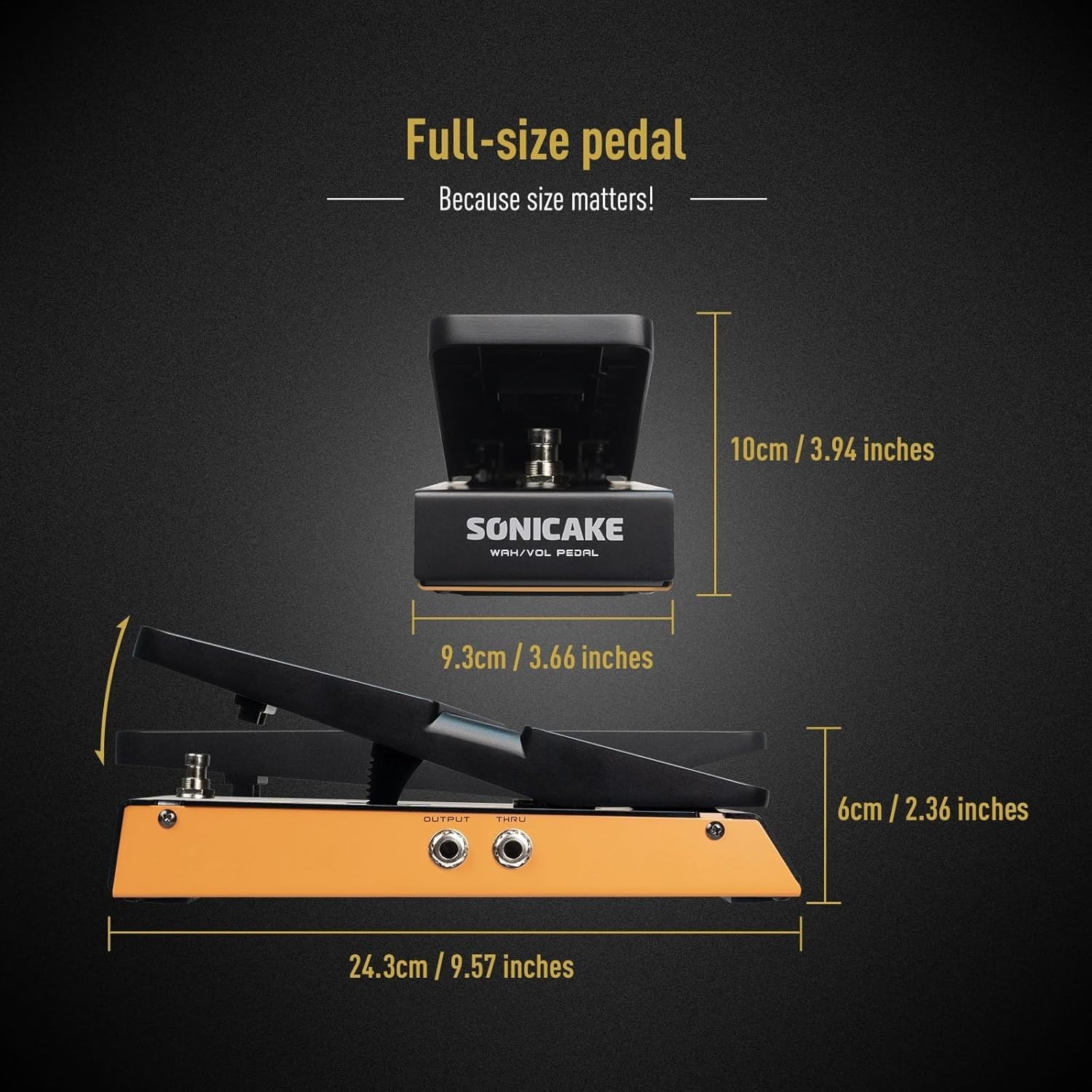 Wah & Volume Guitar Effects Pedal Combo - Full-size Pedal