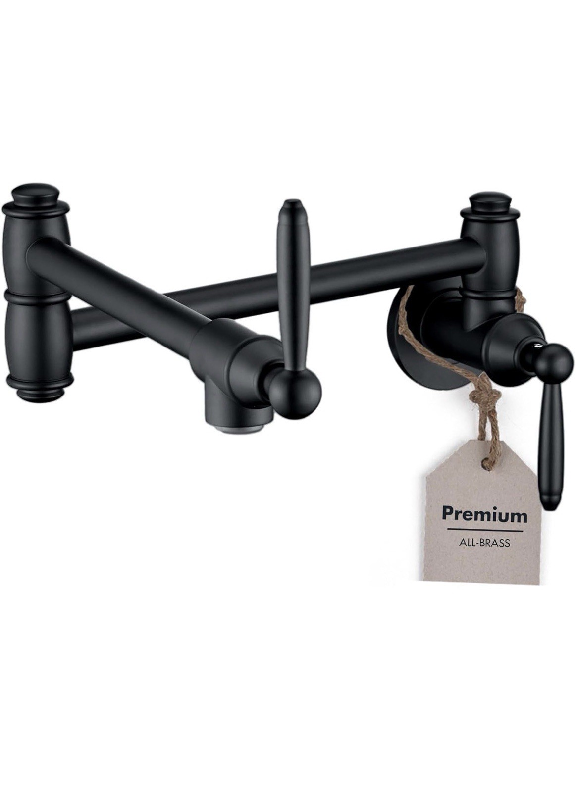 YSNOL Pot Filler Faucet  Wall Mount Swing kitchen sink faucet (Matte Black)
