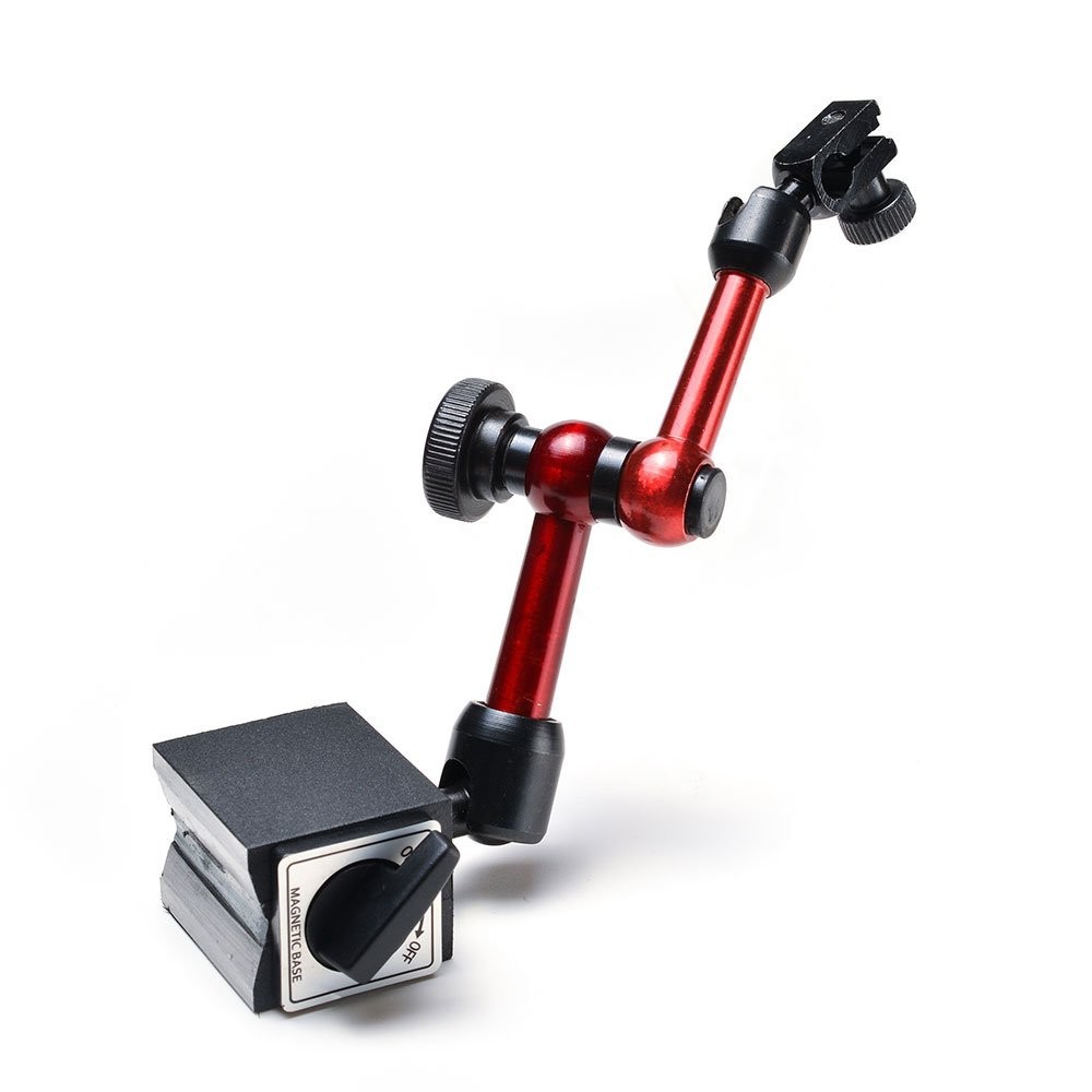 Versatile 3-Joint Red Magnetic Base Stand for Digital Dial Indicator - Safe Use