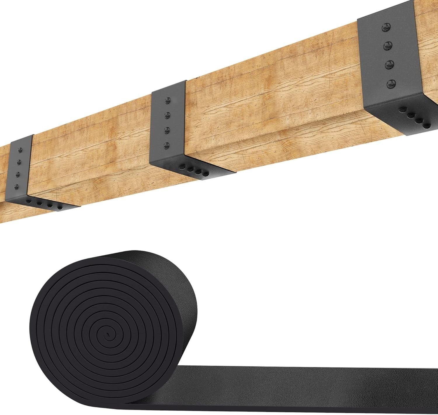 5Ft Faux Wood Beam Strap，Flexible Beams Gap Hiding Strap, Wood Beams Metal Look