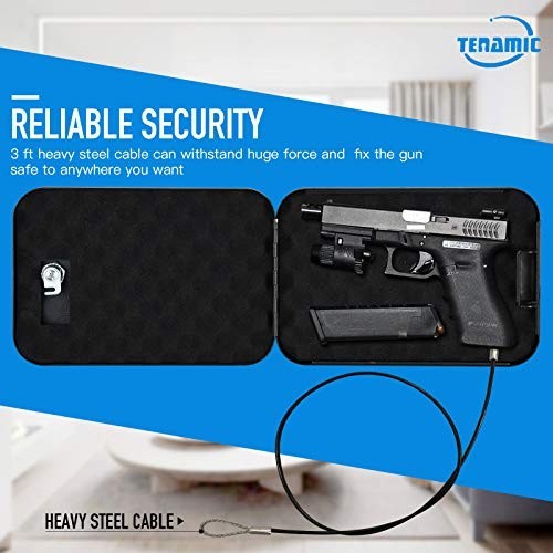 Portable Gun Safe - Solid Steel Handgun Lock Box for Home & Car Travel Security
