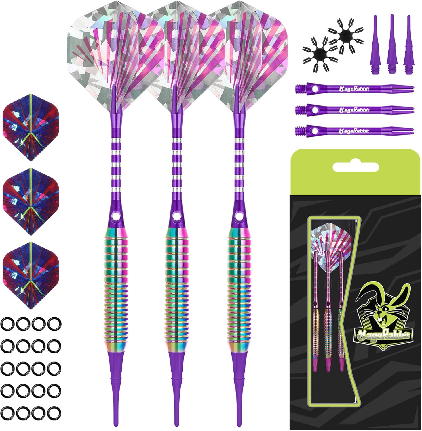 Darts Plastic Tip 3Pcs with Extra Accessories, Professional Soft Tip Dart for El