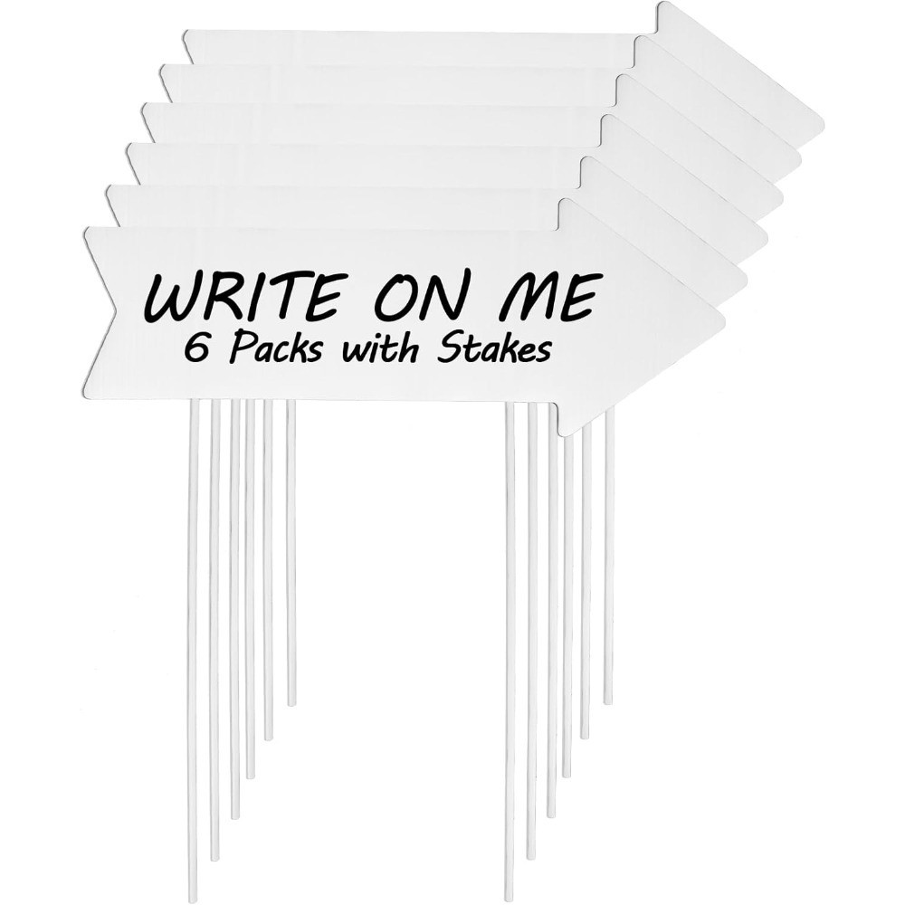 Double-Sided Corrugated Plastic Yard Signs with Stakes Pack of 6 Blank