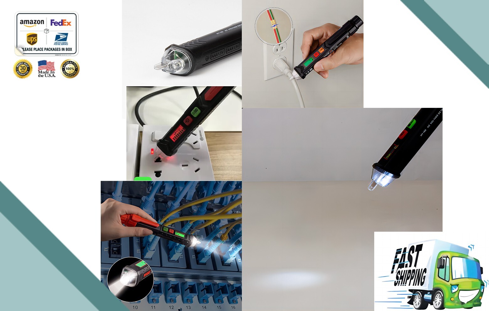 2x Non-Contact Voltage Tester Pen | Electrical Sensor Detector | Safe LED Tool
