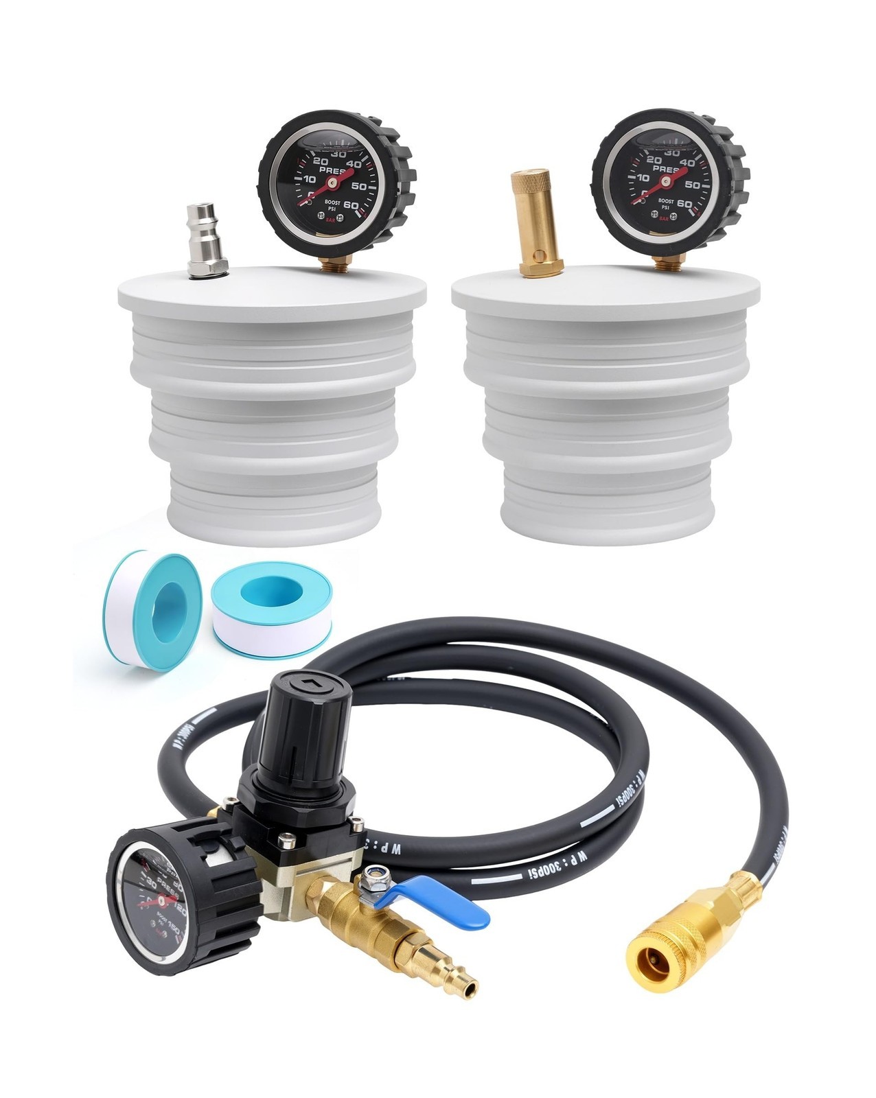 CAC Boost Leak Tester - 150 psi w/ 3/3.5/4" Fittings for Trucks