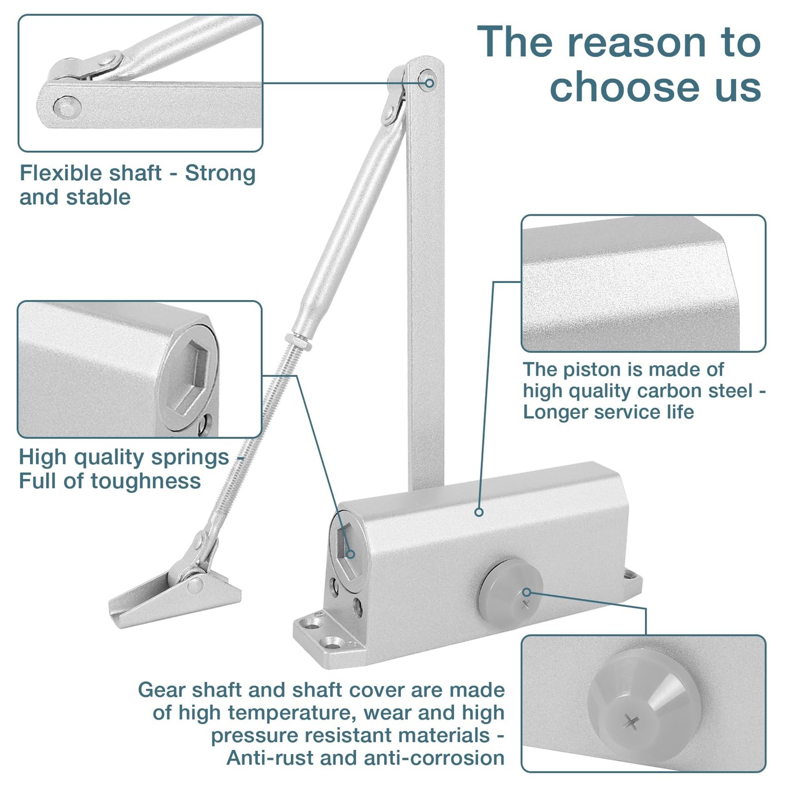 Automatic Door Closer, 3 Spring Hydraulic Closure Suitable for Residential an...