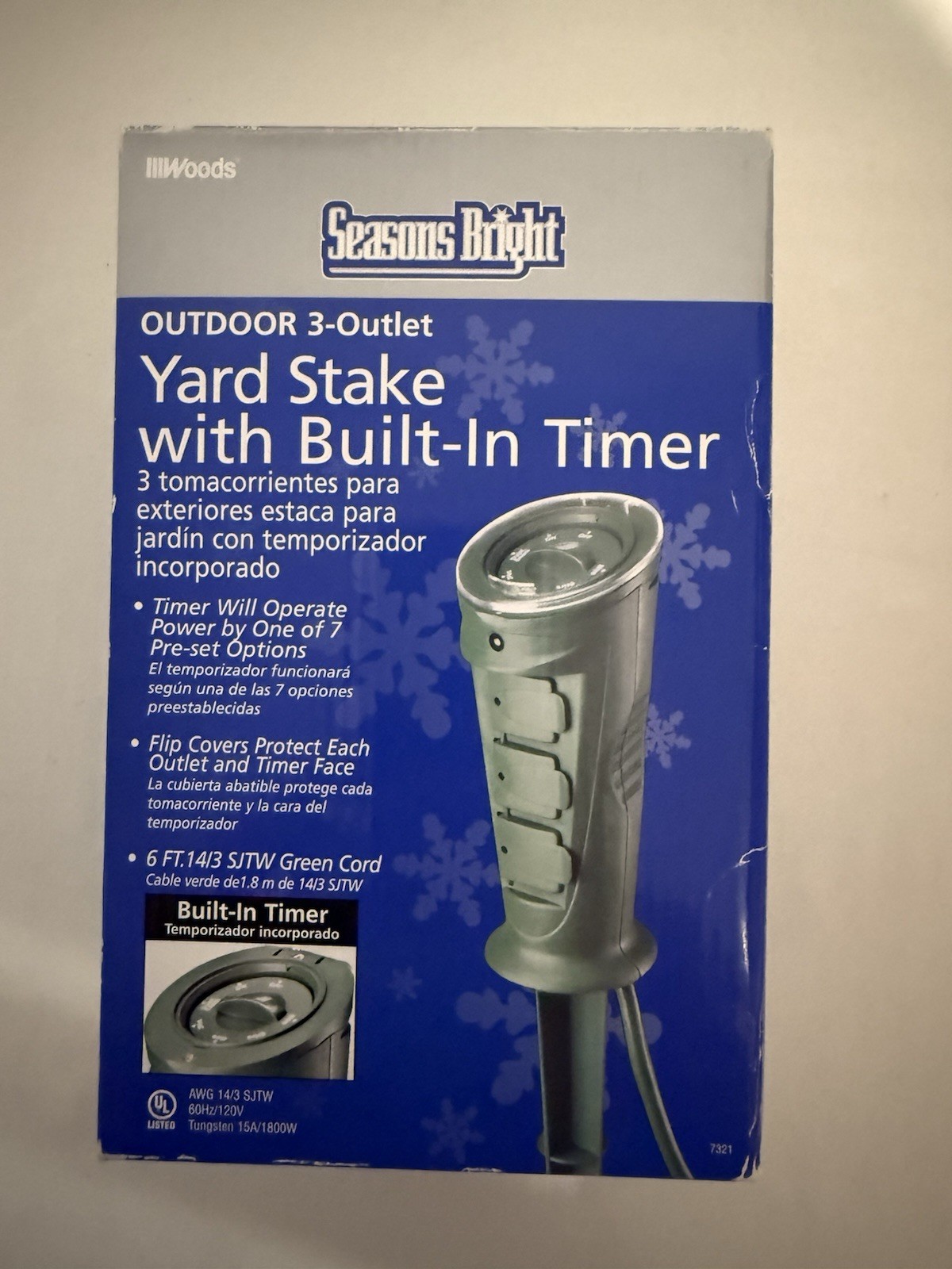 Seasons Bright Outdoor 3 Outlet Yard Stake With Timer New