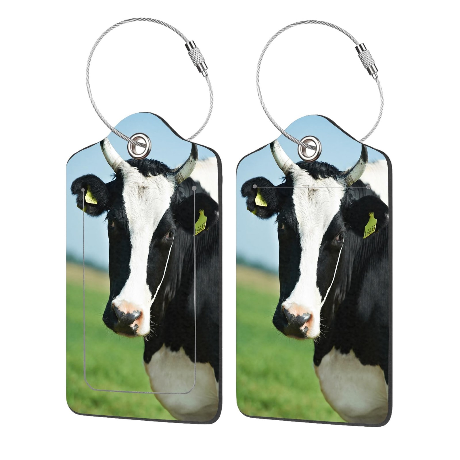 2 Pack Luggage Tags for Suitcases,White Milch Cow with Black Spots Luggage Ta...
