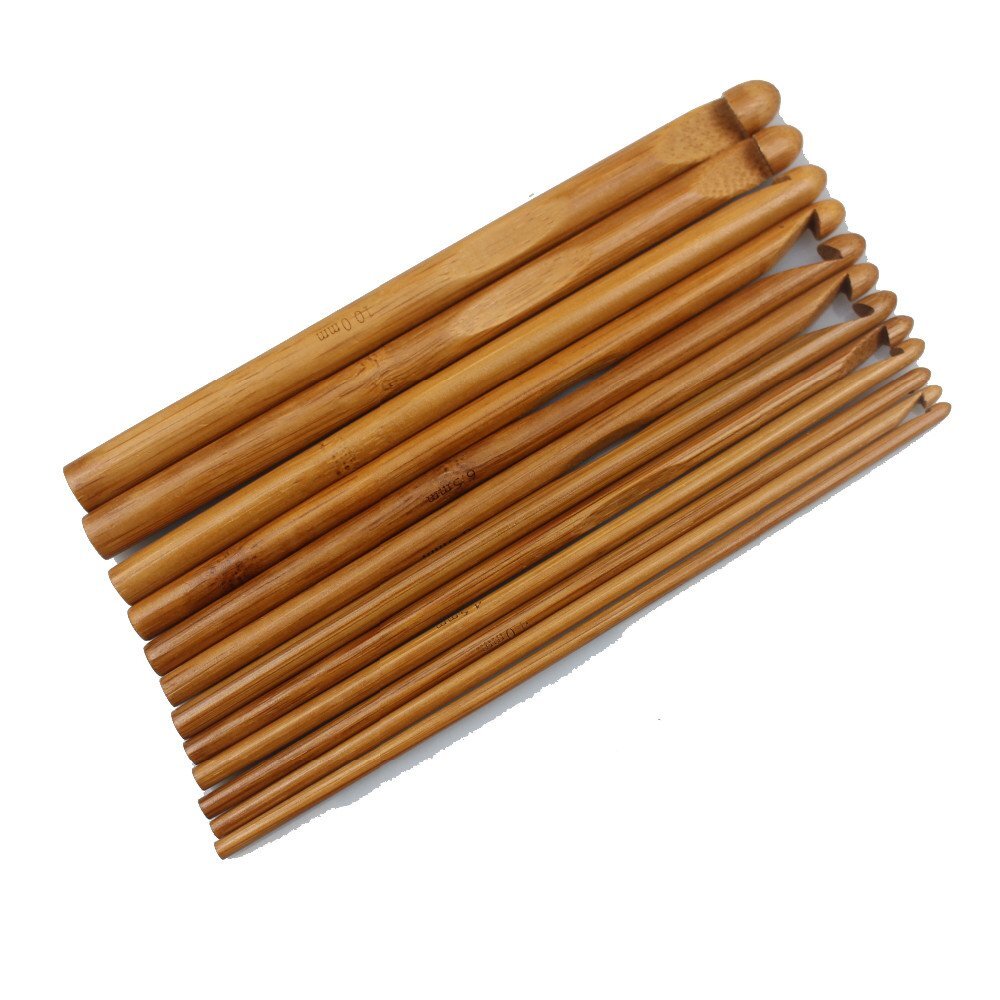 12 Pack Wooden Crochet Hooks Knitting Needle Hooks Weave Yarn for Handcrafts