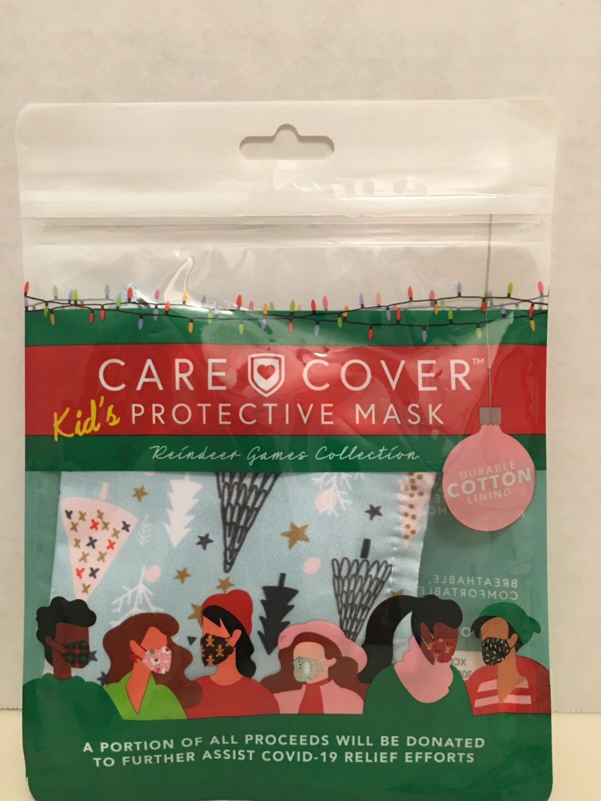 Care Cover Protective Masks KIDS Christmas Trees & Stars Reindeer Games Blue NEW