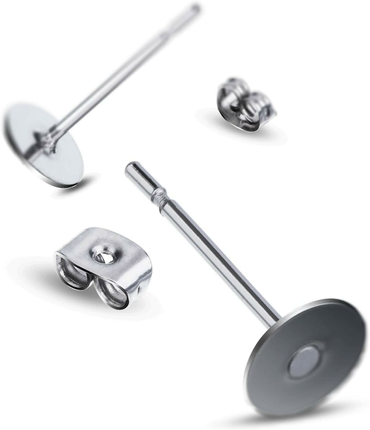 10 Earring Stud Settings Blanks Stainless Steel Silver Hypoallergenic Supplies